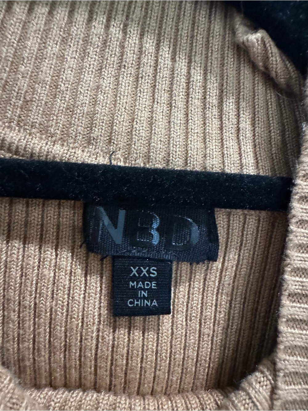 NBD Camel Ribbed Asymmetric Cutout Turtleneck Sweater - Picture 7 of 7